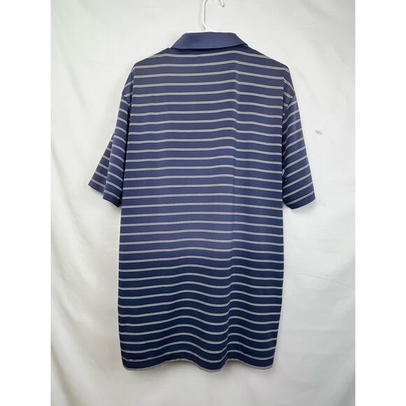 Peter Millar Men's Size Large Gray/Blue Striped Summer Comfort Short Sleeve Polo - Picture 7 of 7